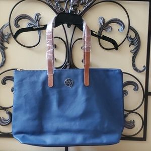 Genuine Leather Joy Manzano/Large Tote/Travel Bag. Dark Vlue Color